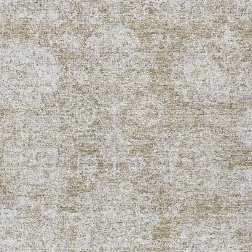 Beige Tan And Gray Floral Washable Indoor Outdoor Area Rug Photo 4