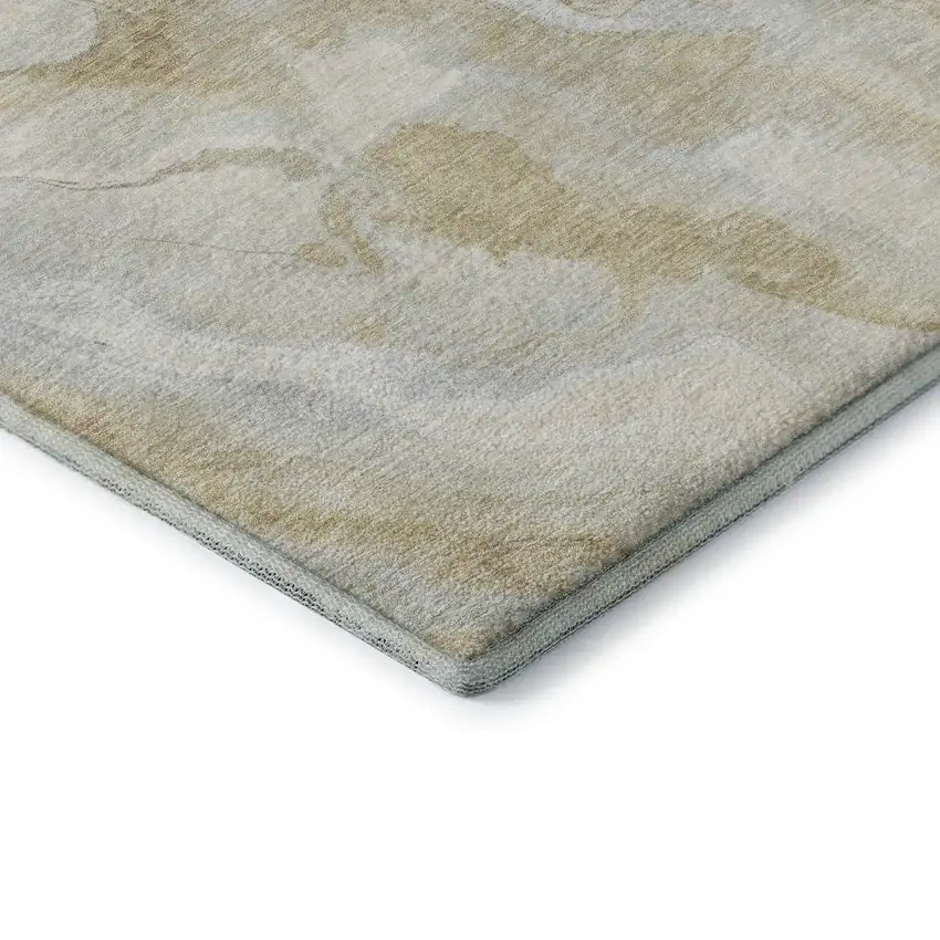 Beige Tan And Ivory Abstract Washable Area Rug With UV Protection Photo 7