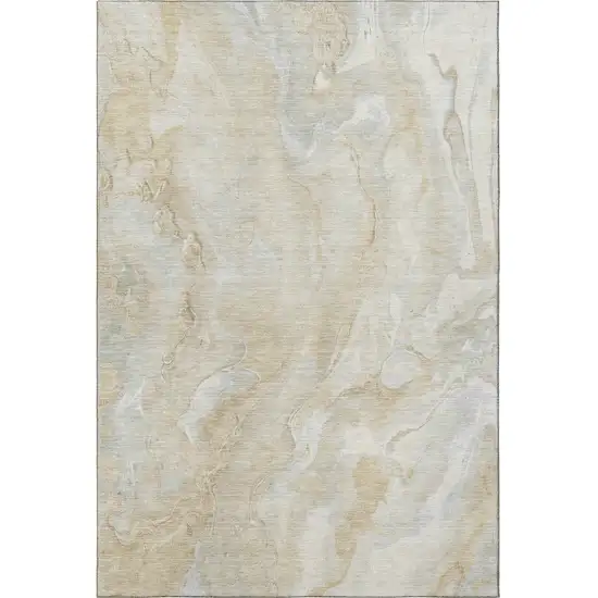 Beige Tan And Ivory Abstract Washable Area Rug With UV Protection Photo 3