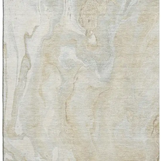 Beige Tan And Ivory Abstract Washable Area Rug With UV Protection Photo 2