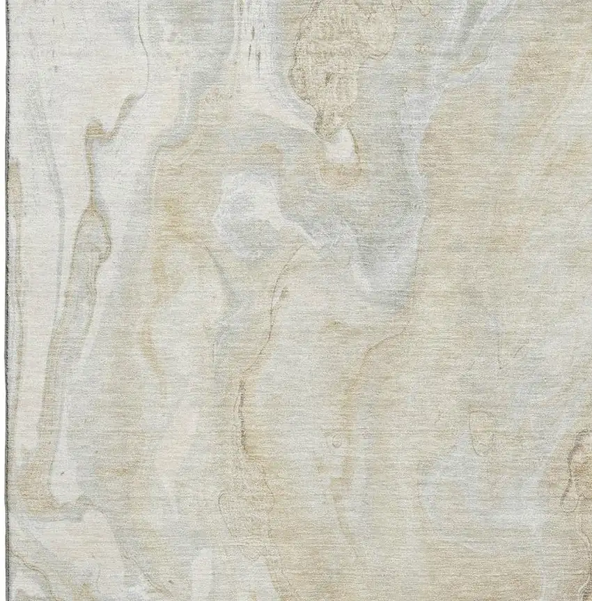 Beige Tan And Ivory Abstract Washable Area Rug With UV Protection Photo 2