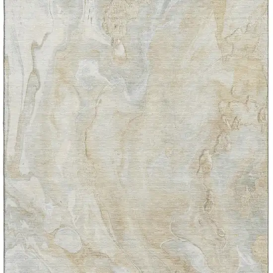 Beige Tan And Ivory Abstract Washable Area Rug With UV Protection Photo 2