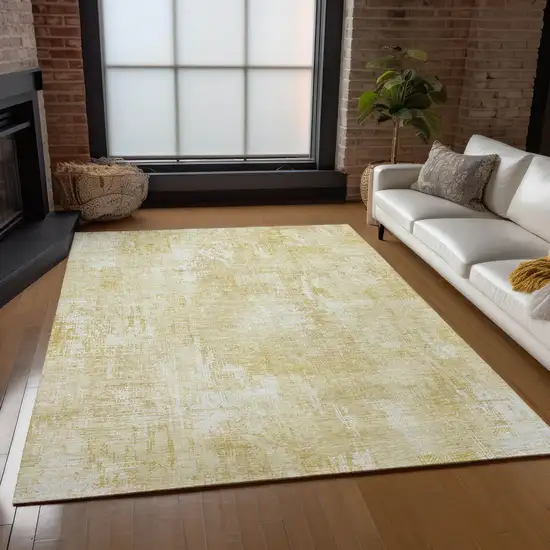 Beige Tan And Ivory Abstract Washable Indoor Outdoor Area Rug Photo 8