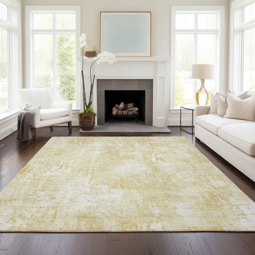 Beige Tan And Ivory Abstract Washable Indoor Outdoor Area Rug Photo 6
