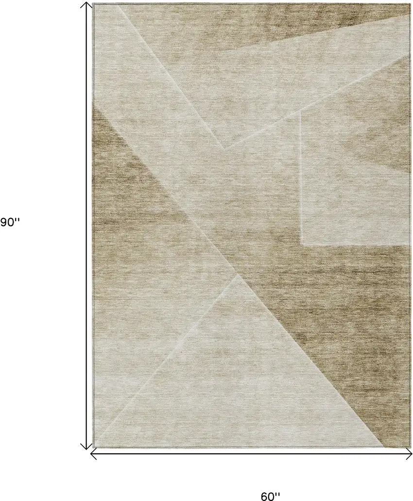 Beige Tan And Ivory Abstract Washable Indoor Outdoor Area Rug Photo 3