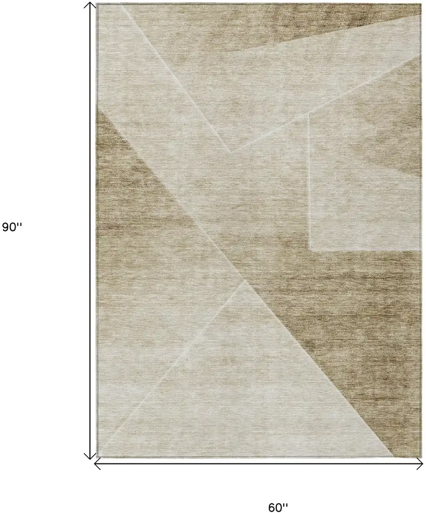 Beige Tan And Ivory Abstract Washable Indoor Outdoor Area Rug Photo 3