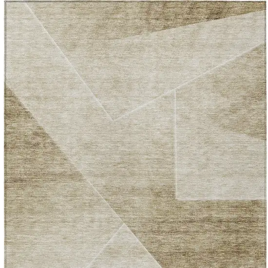 Beige Tan And Ivory Abstract Washable Indoor Outdoor Area Rug Photo 6
