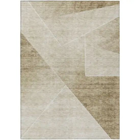 Beige Tan And Ivory Abstract Washable Indoor Outdoor Area Rug Photo 2