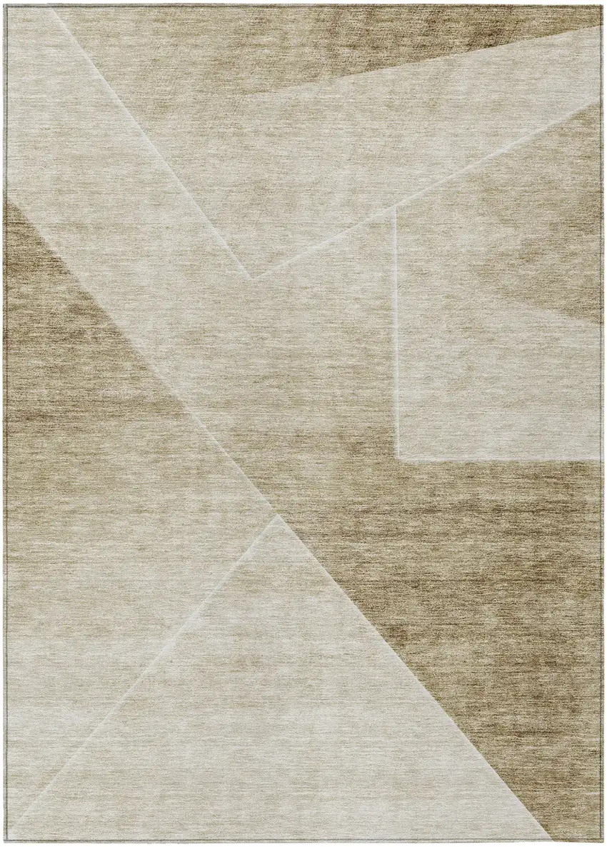 Beige Tan And Ivory Abstract Washable Indoor Outdoor Area Rug Photo 2