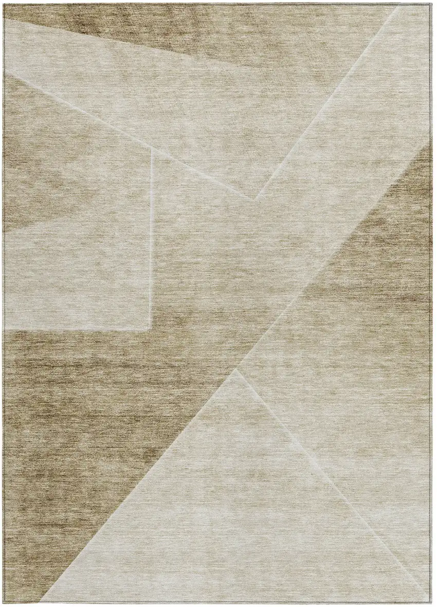 Beige Tan And Ivory Abstract Washable Indoor Outdoor Area Rug Photo 7