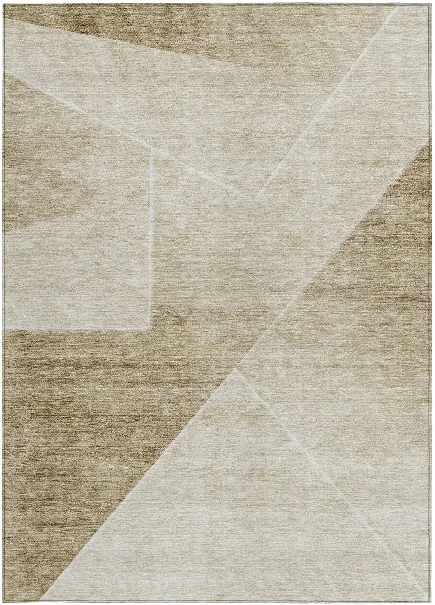 Beige Tan And Ivory Abstract Washable Indoor Outdoor Area Rug Photo 6