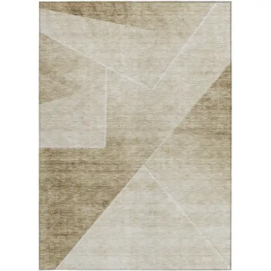 Beige Tan And Ivory Abstract Washable Indoor Outdoor Area Rug Photo 6