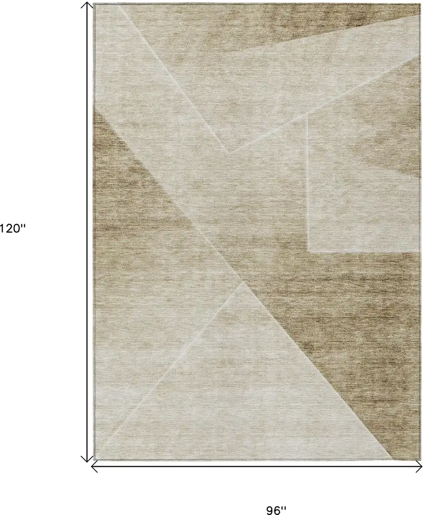 Beige Tan And Ivory Abstract Washable Indoor Outdoor Area Rug Photo 3