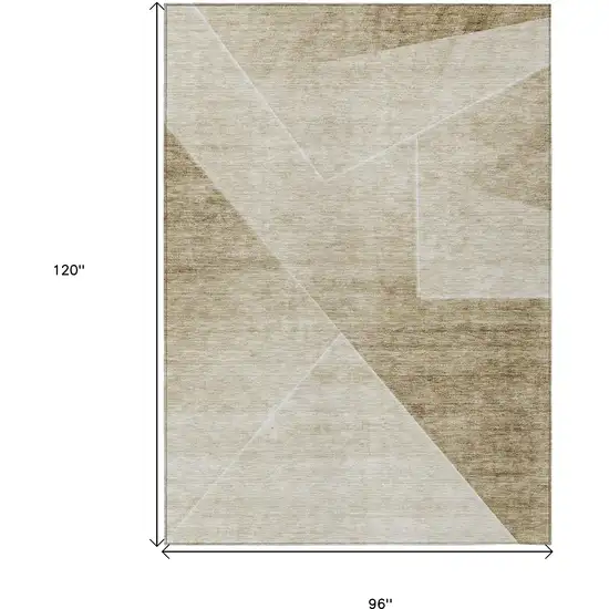 Beige Tan And Ivory Abstract Washable Indoor Outdoor Area Rug Photo 3