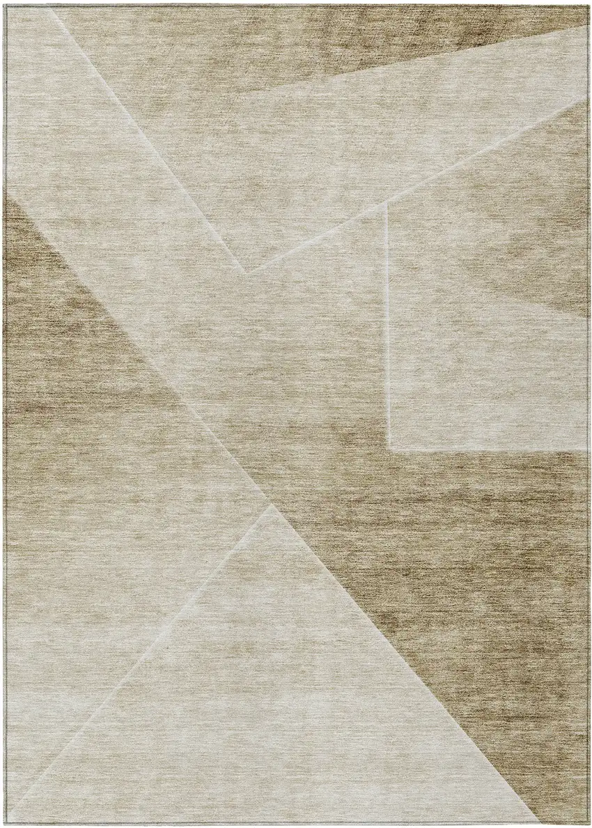 Beige Tan And Ivory Abstract Washable Indoor Outdoor Area Rug Photo 2