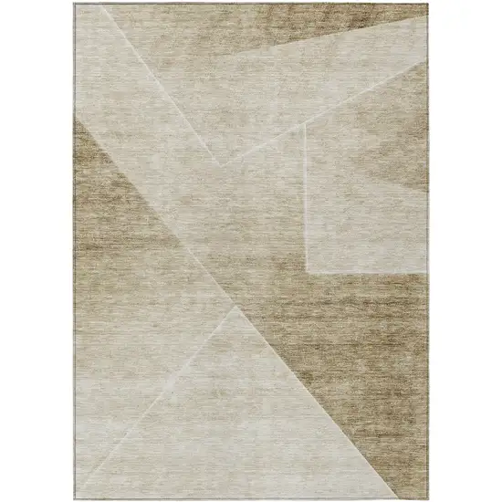 Beige Tan And Ivory Abstract Washable Indoor Outdoor Area Rug Photo 2