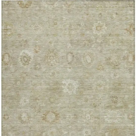 Beige Tan And Ivory Damask Washable Indoor Outdoor Area Rug Photo 3