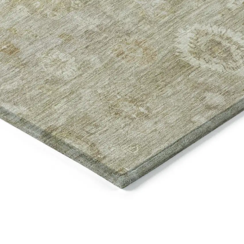 Beige Tan And Ivory Damask Washable Indoor Outdoor Area Rug Photo 9