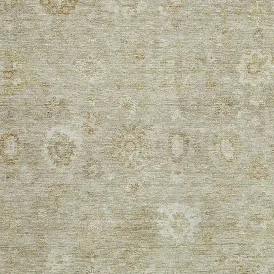 Beige Tan And Ivory Damask Washable Indoor Outdoor Area Rug Photo 3