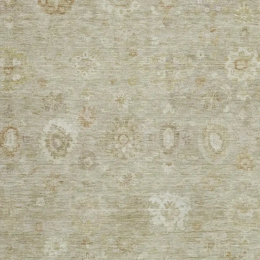 Beige Tan And Ivory Damask Washable Indoor Outdoor Area Rug Photo 3