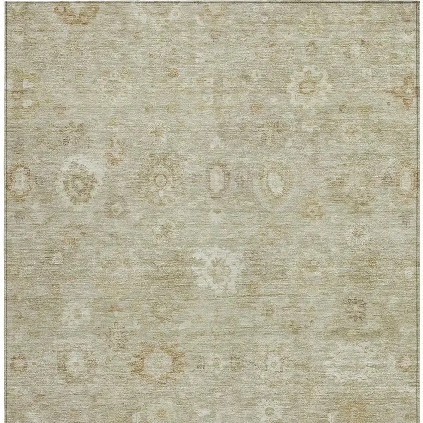 Beige Tan And Ivory Damask Washable Indoor Outdoor Area Rug Photo 3
