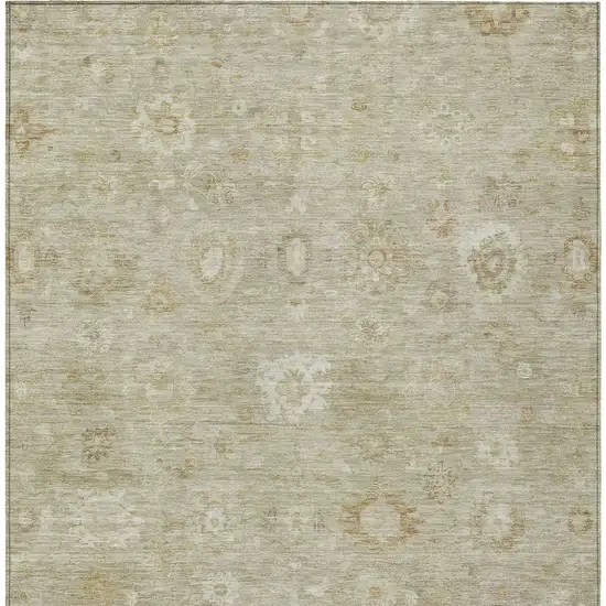 Beige Tan And Ivory Damask Washable Indoor Outdoor Area Rug Photo 7