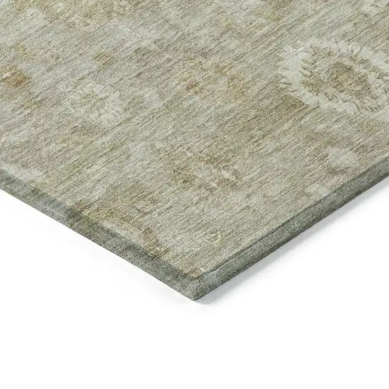Beige Tan And Ivory Damask Washable Indoor Outdoor Area Rug Photo 6