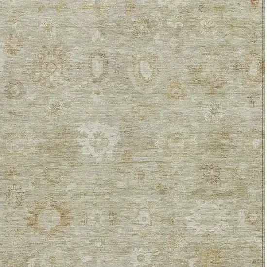 Beige Tan And Ivory Damask Washable Indoor Outdoor Area Rug Photo 3