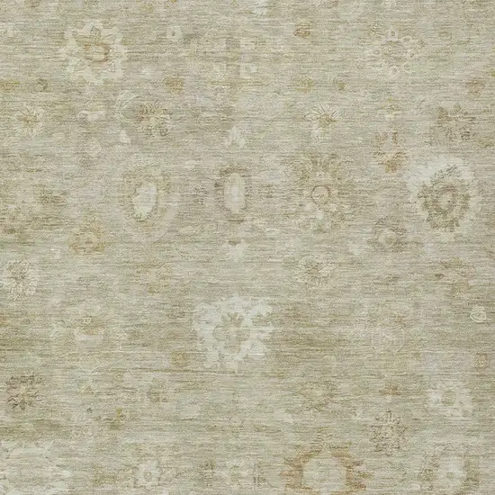 Beige Tan And Ivory Damask Washable Indoor Outdoor Area Rug Photo 7
