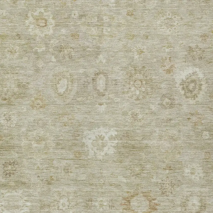 Beige Tan And Ivory Damask Washable Indoor Outdoor Area Rug Photo 7