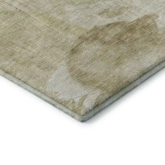 Beige Tan And Ivory Floral Washable Area Rug With UV Protection Photo 8