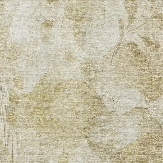 Beige Tan And Ivory Floral Washable Area Rug With UV Protection Photo 3