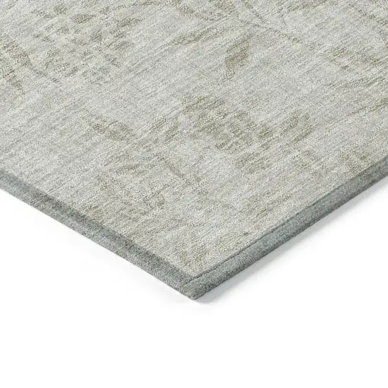Beige Tan And Ivory Floral Washable Indoor Outdoor Area Rug Photo 5