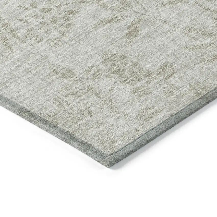 Beige Tan And Ivory Floral Washable Indoor Outdoor Area Rug Photo 5