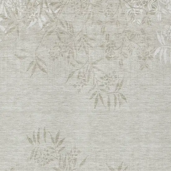 Beige Tan And Ivory Floral Washable Indoor Outdoor Area Rug Photo 6