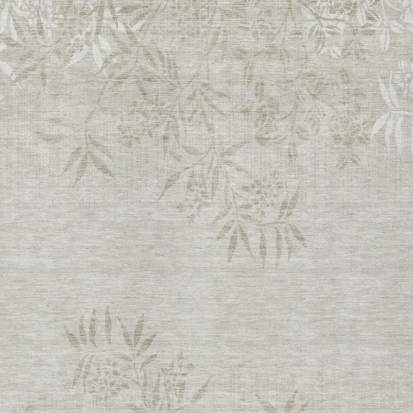 Beige Tan And Ivory Floral Washable Indoor Outdoor Area Rug Photo 6
