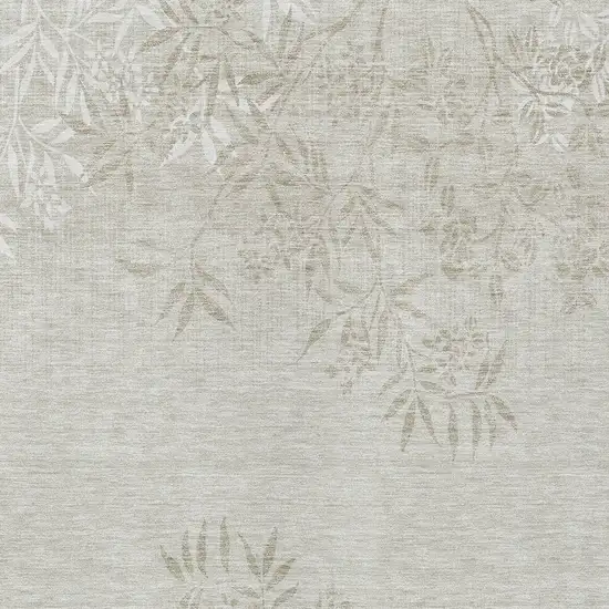 Beige Tan And Ivory Floral Washable Indoor Outdoor Area Rug Photo 6