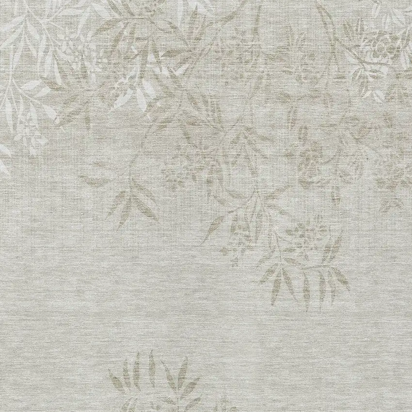 Beige Tan And Ivory Floral Washable Indoor Outdoor Area Rug Photo 6