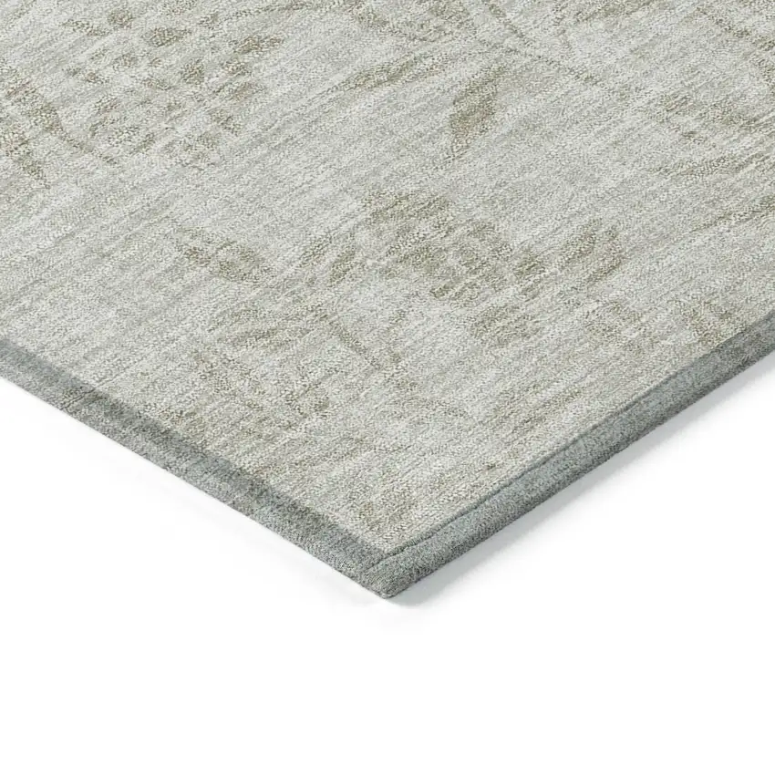 Beige Tan And Ivory Floral Washable Indoor Outdoor Area Rug Photo 5