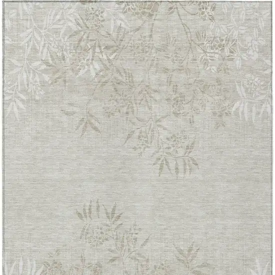 Beige Tan And Ivory Floral Washable Indoor Outdoor Area Rug Photo 7
