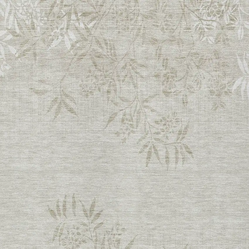 Beige Tan And Ivory Floral Washable Indoor Outdoor Area Rug Photo 6