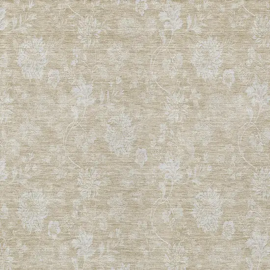 Beige Tan And Ivory Floral Washable Indoor Outdoor Area Rug Photo 6