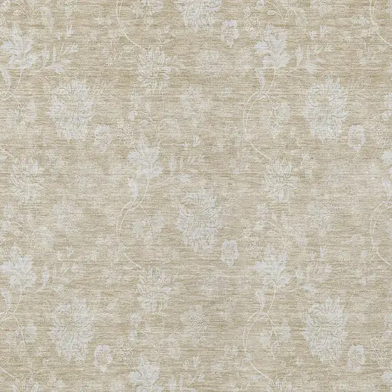Beige Tan And Ivory Floral Washable Indoor Outdoor Area Rug Photo 6