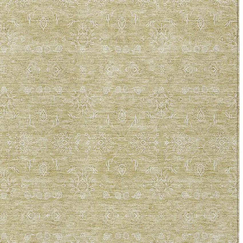 Beige Tan And Ivory Floral Washable Indoor Outdoor Area Rug Photo 4