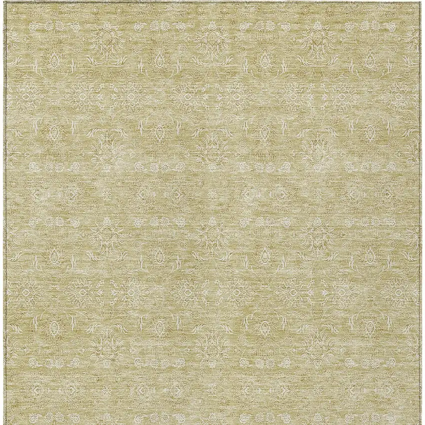 Beige Tan And Ivory Floral Washable Indoor Outdoor Area Rug Photo 5