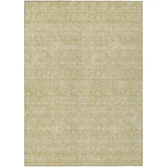 Beige Tan And Ivory Floral Washable Indoor Outdoor Area Rug Photo 1