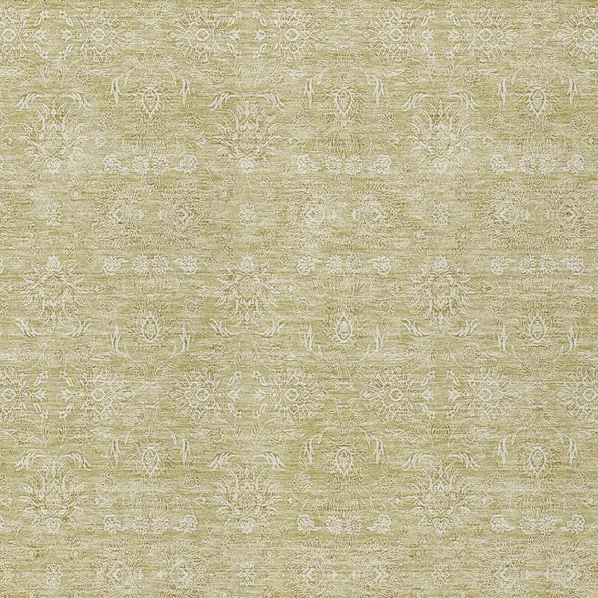 Beige Tan And Ivory Floral Washable Indoor Outdoor Area Rug Photo 4