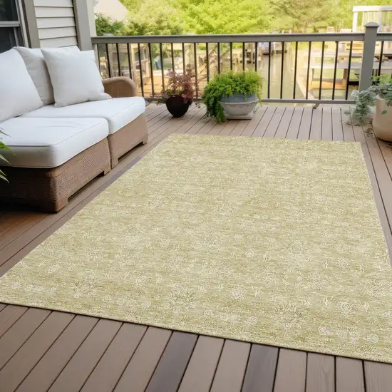 Beige Tan And Ivory Floral Washable Indoor Outdoor Area Rug Photo 6