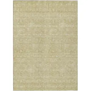 Photo of Beige Tan And Ivory Floral Washable Indoor Outdoor Area Rug