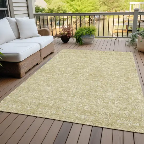 Beige Tan And Ivory Floral Washable Indoor Outdoor Area Rug Photo 6